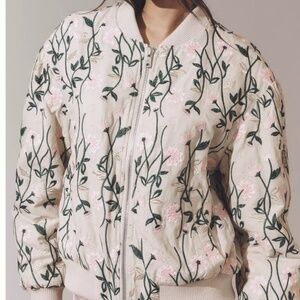 NWT Avec Les Filles Floral Embroidered Bomber Jacket Size US XL